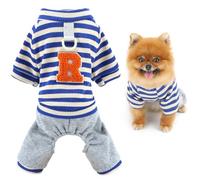 SMALLLEE_LUCKY_STORE Tenue à rayures pour chiens de petite taille - Combinaison chaude avec anneau en D - Pull à quatre pattes - Vêtement de nuit confortable pour l'hiver et l'automne - Vêtements de