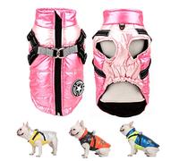 SMALLLEE_LUCKY_STORE Veste d'hiver imperméable avec Harnais et Anneau en D pour Chiens de Petite et Moyenne Taille, Manteau rembourré, Chihuahua Yorkshire Bouledogue français, Rose, XL