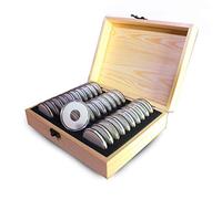 Smallpocket 30PCS Capsules Monnaie Boîte, Rangement en Bois PiÈCe CommÉMorative Cas PiÈCe Monnaie Cadre Acrylique Rond en Bois Massif Rangement pour PiÈCes Monnaie 20/25/30/35/40 m
