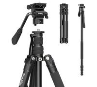 SMALLRIG 183cm Trépied avec Tête Fluide, Aluminium Trépied Monopode, 3kg Load Capacity, pour Voyage, Vidéo, Streaming en Direct, Vlogging - 3760B
