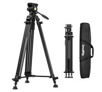 SMALLRIG 73''/186 cm Trépied Vidéo Robuste en Alliage d'Aluminium, Charge Max 8 Kg, Tête Fluide avec Inclinaison de +85° à -78°, Poids du Trépied de Voyage Compact 3,1 Kg, Hauteur Pliée 88cm, AD-14