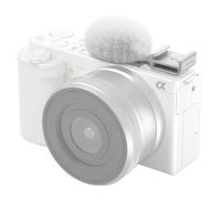 SMALLRIG Adaptateur Cold Shoe avec Pare-Brise pour Sony ZV-E10-4734 | Pare-brise en fourrure. Adaptateur griffe pour microphone. Réduction du bruit. Finition blanche.