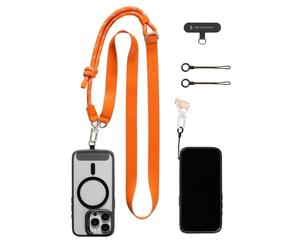 SMALLRIG Bandoulière pour Téléphone, Tour de Cou Réglable ou Bandoulière, Cuir et Nylon de Qualité Supérieure, Crochet Intégré pour Clés et Accessoires, pour iPhone, pour Samsung, Orange - 5300