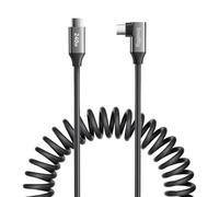 SMALLRIG Câble de données en spirale USB-C vers USB-C (droit à coudé), câble de charge rapide 240W PD 3.1, transfert de données USB 2.0, conception en spirale TPU, coque en alliage d'aluminium - 5730