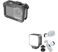 SMALLRIG Cage pour DJI Action 5 Pro, Action 4 et Action 3 4119C+Mini Lampe Vidéo LED Magnétique pour Caméras d'action, 3000K-6000K, 500 mAh Batterie 5446B