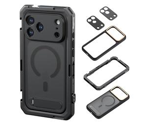 SMALLRIG Cage vidéo Mobile pour iPhone 17 Pro, avec Coque, Cadre Souple en TPU, Monture en T et Plaque arrière pour Objectif fileté 17 mm, pour Enregistrement vidéo et vlog, édition Phare - 5542