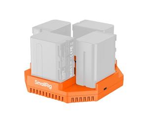 SMALLRIG Chargeur de Batterie Compatible avec NP-F970, NP-F750, NP-F550, NP-F570 pour Sony, Compatible à 4 Canaux, avec Charge Rapide PD100W, écran OLED, Orange - 4837