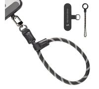 SMALLRIG Dragonne Réglable pour Téléphone, 38 cm, en Cuir et Nylon, avec Crochet Intégré pour Clés et Accessoires, pour iPhone, pour Samsung, Noir - 4990