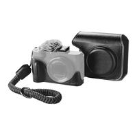 SMALLRIG Étui Cuir pour Canon PowerShot V1-5386 | Demi-étui cuir, Étui à rabat, Dragonne, Bonnette anti-vent fourrure, Noir