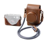 SMALLRIG Étui en Cuir pour FUJIFILM X Half, Sac de Transport Rétro à Couverture Intégrale avec Demi-Etui en Cuir, Poche pour Carte Intégrée, Portable avec Bandoulière Tissée (Marron) - 5218