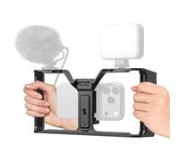 SMALLRIG IG-01 Cage Universelle IntegraGrip, Monture en V, Prise QD - 5355 | Double Poignée Ultra-Large. Fixation pour Griffe. Filetage 1/4"-20. pour iPhone, pour Android.