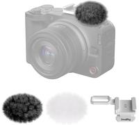 SmallRig Kit de 2 pare-brises en fourrure pour appareil photo Canon EOS R50 V,adaptateur griffe avec bonnet,réduction du bruit,gris et blanc,pour microphone léger-5434