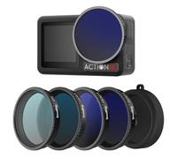 SMALLRIG Kit de Filtres ND pour DJI Osmo Action 5 Pro/Action 4, Lot de 5 Filtres Polarisants à Densité Neutre CPL FS ND8 ND16 ND32 à Clipser et Protection d'Objectif en Silicone - 5411