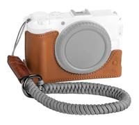 SMALLRIG Kit Demi-Etui en Cuir Véritable pour Canon R50 V avec Dragonne Tissée - Marron.