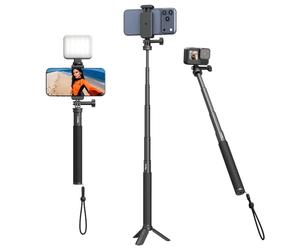 SMALLRIG Perche à selfie avec pince pour téléphone pour caméra d'action, perche à selfie extensible pour GoPro 13/12/11, Insta360 X5, DJI Action 6/5 Pro, pour AKASO et téléphone - 5403