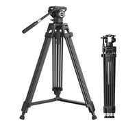 SMALLRIG Trépied robuste en fibre de carbone avec réglage de la hauteur FreeSpeed à un niveau, tête fluide, plaque QR Dual Mode pour DJI/MFT, capacité de charge jusqu'à 17 lbs, trépied vidéo pour