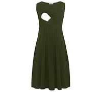 Smallshow Robe d'allaitement de Maternité sans Manches en Patchwork pour Femmes avec Poches Army Green Medium
