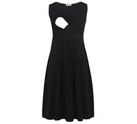 Smallshow Robe d'allaitement de Maternité sans Manches en Patchwork pour Femmes avec Poches Black Large