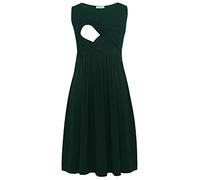 Smallshow Robe d'allaitement de Maternité sans Manches en Patchwork pour Femmes avec Poches Deep Green Medium