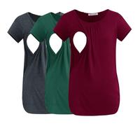 Smallshow Tee Shirt Allaitement Manches Courtes Tops Allaitement Femme Lot de 3