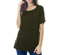 Smallshow Top per Allattamento a Maniche Corta da Donna Camicia Allattamento al Seno Army Green Medium