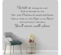 SMALLSNOT Sticker mural « You'll Never Walk Alone » avec citation sur le football, noir, 109 x 57 cm