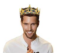 Smallterm Couronnes de rois dorées pour homme - Couronne de cristal vintage baroque avec strass - Couronne homme pour fête de de théâtre