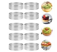 Smallterm Lot de 10 moules à circulaires en acier avec trous pour aux fruits, quiches, gâteaux, mousse, 7 cm