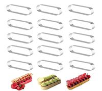 Smallterm Lot de 15 moules à tartelettes ovales perforés en acier inoxydable pour tartelettes, mousses, tartes, quiches