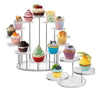 Smallterm Lot de 2 présentoirs à cupcakes ronds en acrylique de qualité supérieure - Présentoir à cupcake - Présentoir à dessert