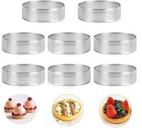 Smallterm Lot de 8 anneaux à tartelette moules à dessert en mousse pour la cuisine et la pâtisserie Desserts - Moule à gâteau - Moule à gâteau - Tartelettes circulaires - Outils de cuisson DIY - 8 cm