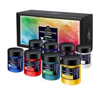 Smalltongue Encre de sérigraphie sur tissu, 8 couleurs x 120 ml, pâte à craie pour sérigraphie, pâte de transfert pour sérigraphie, décoration d'intérieur, tissu, chemises, avec emballage cadeau