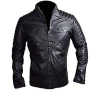 Smallville Clark Kent Man of Steel Superman Veste en cuir pour homme, Noir , M