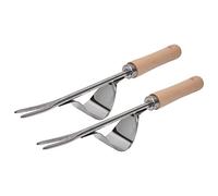 Smandy 2 Pièces Désherbeur à Main en Acier Inoxydable Extracteur de Mauvaises Herbes 12,20 X 1,77 Pouces Poignée en Hêtre pour Jardin, Cour, Pelouse, élimination des Racines Profondes,