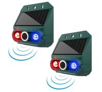 Smandy Alarme de Capteur de Mouvement Solaire, Sirène Forte de 129 DB avec Lumière Clignotante, 4 Modes, étanche IP55, pour Cour, Ferme, Jardin, Maison, sécurité Extérieure (2PCS)