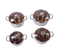 Smandy Batterie de Cuisine en Acier Inoxydable, Marmite Antiadhésive Polyvalente avec Couvercle, Double Poignées, Lavable au Lave-vaisselle pour la Maison