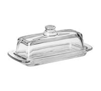 Smandy Beurrier avec Couvercle, Beurriers en Verre Cristal Transparent, Plateau à Beurre pour Comptoir de Cuisine, Réfrigérateur, Beurrier avec Couvercle, Rectangulaire, Garde-beurre Hermétique Nan