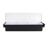 Smandy Boîte à Condiments, Récipient de Rangement Alimentaire en Plastique avec Couvercle, Porte-condiments pour Bar à Fruits et Salon de thé. (3 compartiments 600 ml)