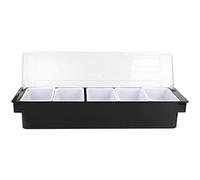 Smandy Boîte à Condiments, Récipient de Rangement Alimentaire en Plastique avec Couvercle, Porte-condiments pour Bar à Fruits et Salon de thé. (5 Grilles)