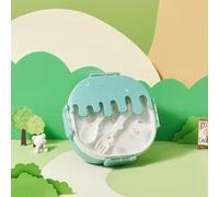 Smandy Boîte à Déjeuner pour Enfants, Conception de Crème Glacée en Plastique à 3 Compartiments avec Fourchette et Cuillère pour les Voyages de Travail Scolaire (GREEN)