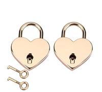 Smandy Cadenas en Forme de Cœur, élégant Serrure Décorative en Métal en or Rose, 2 Pcs pour les Boîtes à Bijoux et les Journaux Intimes