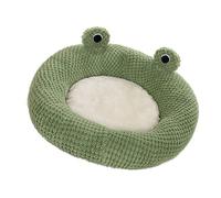 Smandy Cat Bes Lit pour Chat, Adorable Forme de Grenouille Verte, Couche Extérieure en Tricot texturé Confortable, Fond Antidérapant et Imperméable, Lavable, Lit de Couchage pour Chien, pour Chat, (M)