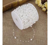 Smandy Chaîne de Perles en Fil de Perles, d'imitation ABS, Guirlande de Décoration de Mariage élégante, 60 Mètres de Long pour l'artisanat et les événements (WHITE)