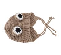 Smandy Chapeau tricoté pour Chien, Polyester Doux, Design Adorable pour Animaux de Compagnie, Ajustement Réglable pour Chats et Petits Chiens par Temps Froid (Marron Gris (Gauche : 9L3Z 1562187 HA,