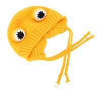 Smandy Chapeau tricoté pour Chien, Polyester Doux, Design Adorable pour Animaux de Compagnie, Ajustement Réglable pour Chats et Petits Chiens par Temps Froid (Yellow)