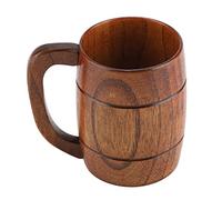 Smandy Chope à Bière en Bois, Tasse à Boire en Bois Fabriquée à la Main avec Poignée Confortable, Grande capacité pour la Bière, le thé, les Jus, Parfaite pour le Bar à Domicile et le Camping