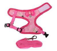 Smandy Corde de Traction pour Poulet, Harnais en Maille Réglable et Respirant pour la Marche et l'entraînement du Poulet, du Canard et de l'oie (S Ananas Rose)