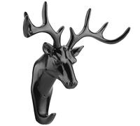 Smandy Crochet Tête de Cerf, porte-clé Mural 3D pour Manteau, Chapeau, sans Installation de Perceuse, pour Salon, Salle de Bain, Décor D'étude (BLACK)