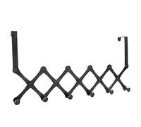 Smandy Crochets de Porte, Cintre Pliant Télescopique en Acier Inoxydable pour Serviettes, Chapeaux, Sacs à Dos et Plus Encore dans la Chambre ou le Salon (6 crochets noirs [pas besoin de percer des