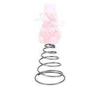 Smandy Décoration de Sommet d'arbre de Lapin de Pâques, Ornement de Lapin floqué Mignon pour la Décoration de Fournitures de Fête à Domicile (Pink)